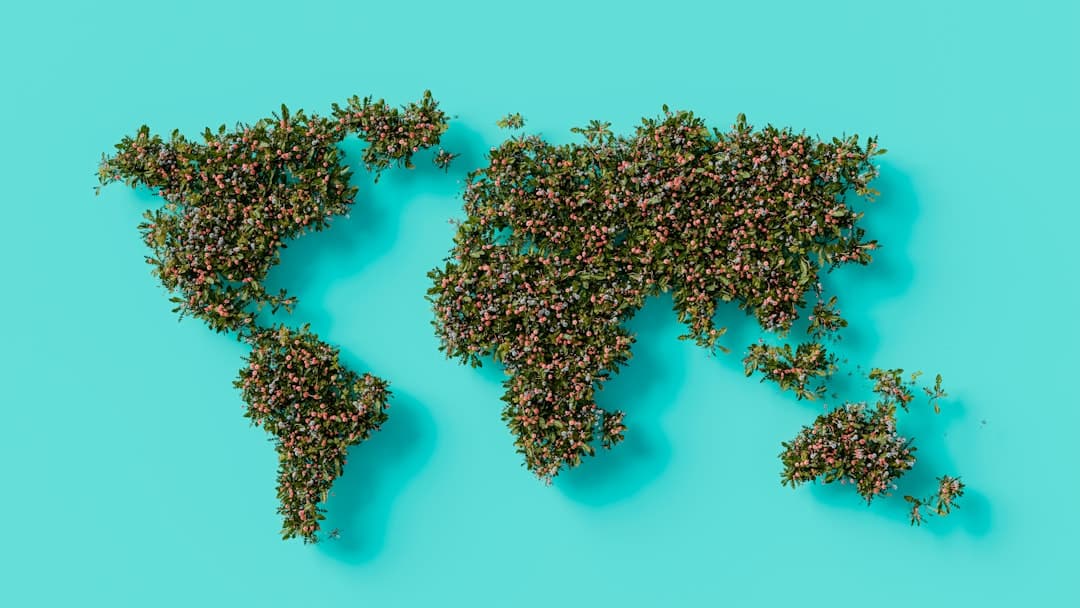 Carte du monde stylisée avec des points de connexion lumineux